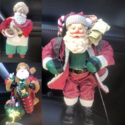Collectable/ Vintage Santa Claus Fabric Mache Figurines10" /11” Christmas Holiday(bundle3