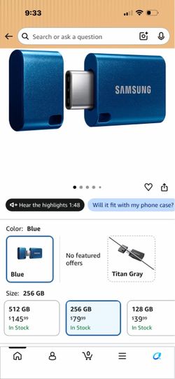 Samsung 256GB USB Type-C Flash Drive Blue