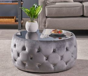 Glam Coffee Table Ottoman Smoke