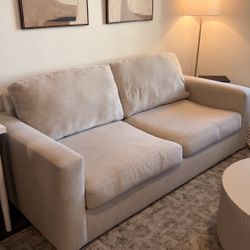 Modern Living Spaces Couch – Neutral Sand Fabric