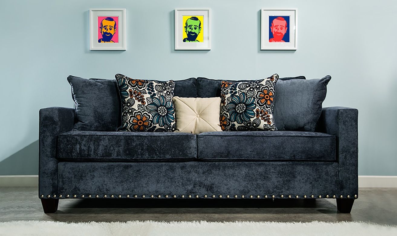Bobs Furniture Melanie Blue Couch