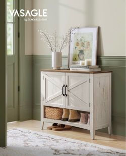 Shoe Storage Cabinet, 3‑Tier with Height‑Adjustable Shelves Shoe Storage Organizer, Fits 9-12 Pairs, 31.5 x 13.8 x 27.8 in, Rustic White and Honey Bro