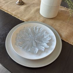 4 Decorative floral sliver glass plate
