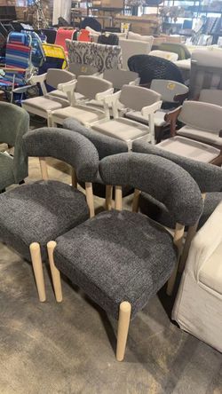 Wooden Dining Chairs Set of 4 with Rubberwood Legs, Curved Backrest