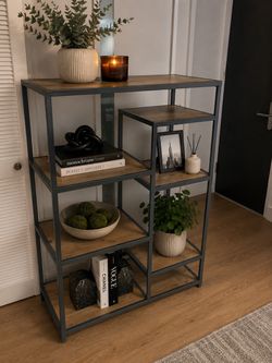 Industrial Metal and Wood Bookshelf