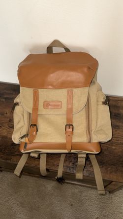 TARION M02 Canvas Camera Backpack (Khaki, 14.5L)
