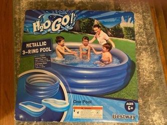 Bestway H2O GO 6 FT Metallic 3 Ring Round Inflatable Swimming Pool 79" x 21"