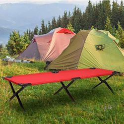 Folding Camping Cot Portable Fold up Cots with Carry Bag for Sleeping Lounging Office/Home Nap Outdoor Travel, 330 lbs (Max Load), Red