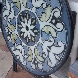 Beautiful 3ft X 3ft Floral Decor Glasstop Foldup Table Pool Deck Balcony Spa Porch Patio Garden Yard Lawn 