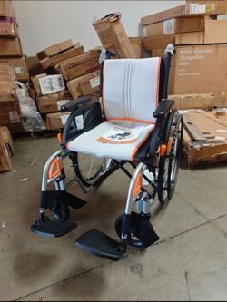 VOCIC Ultra Lightweight Wheelchair for Adults, Swing-Away Footrests, Aluminum Frame, 300 lbs Capacity, Black