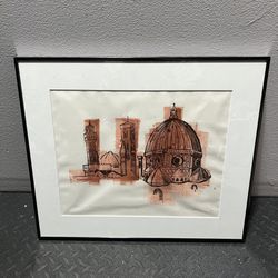 Vintage 1970s Art Painting Florence Cathedral (Duomo) 20x17