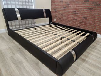 Modern King size bed leather