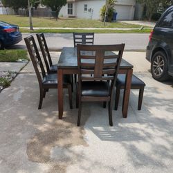 Table With 4 Chairs And Bench