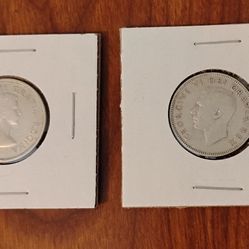 Canada 1948 King George VI And 1961 Queen Elizabeth Silver Quarters Coins