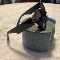 Black Sunglasses With Gold Side Accent