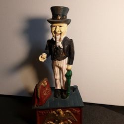 Cast Iron Uncle Sam Coin Bank Toy