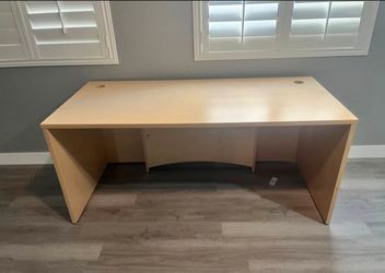 Sleek light colored office desk