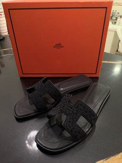 H Oran Sandal Black Rhinestone