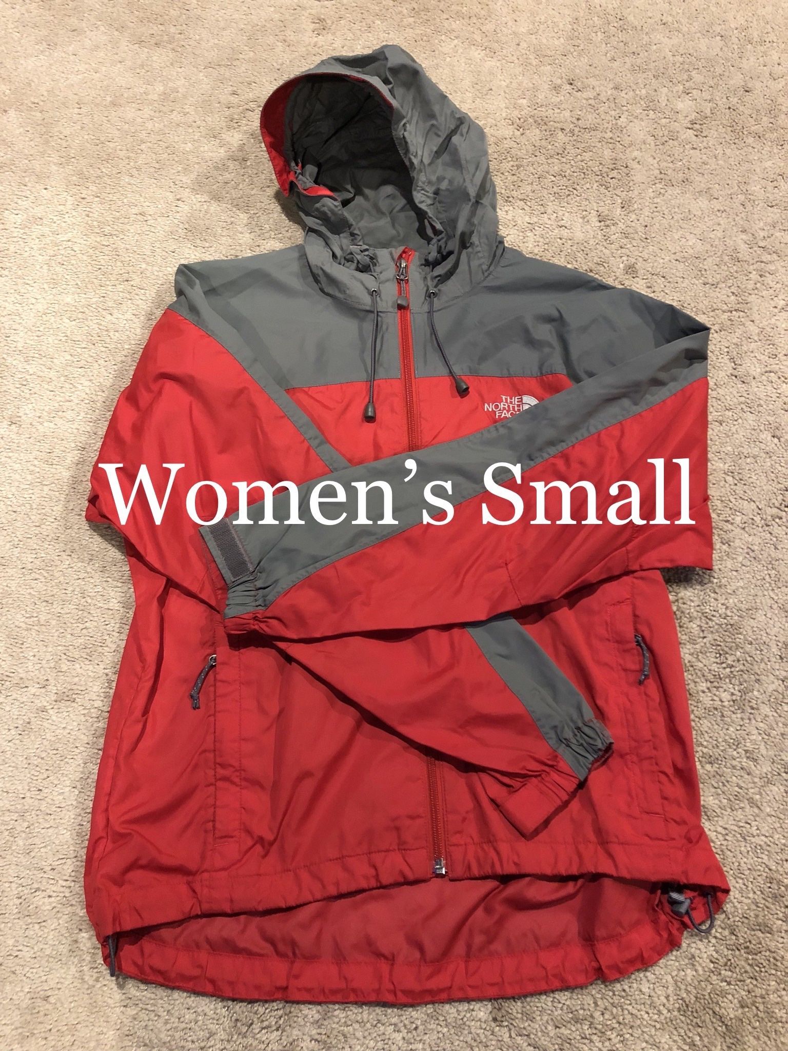 NORTH FACE / Jordan HyVent w/ Hood Waterproof Jacket Coat / Women’s Small (S) / Retails $100 +Tax / Like New w/o Tags!! / Red & Grey