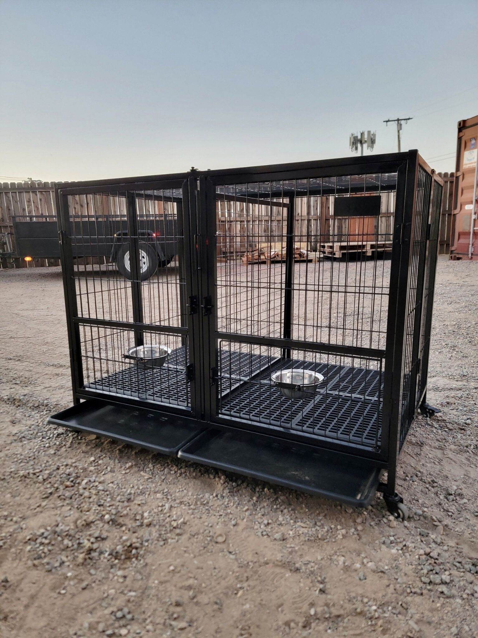 49”in Extra Large Dog Cage Crate With Bowls, Foldable & Stackable (New In The Box)