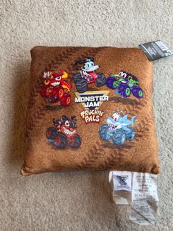 Monster Jam Truckin Pals Decorative Plush Pillow 12x12 Jay Franco Kids Bedroom