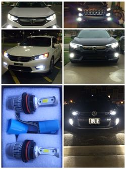 2 pcs LED Car Headlights, Fogs, & Daytime (White 6500k, 8000 Lumens) *6 Months Warranty*