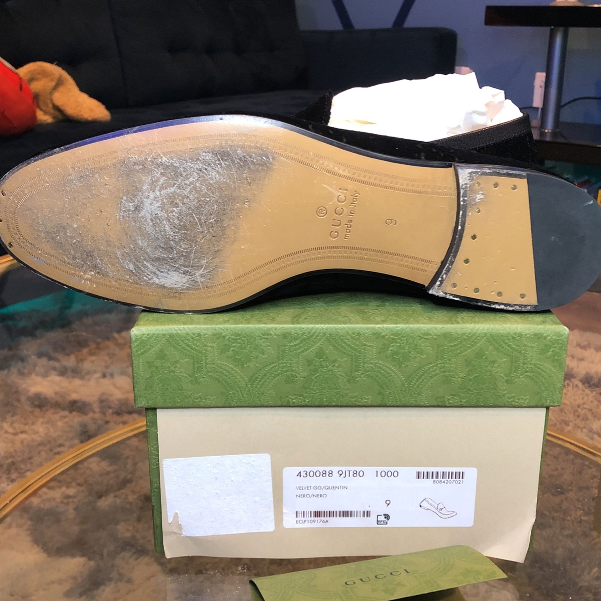 GUCCI Velvet Quentin Dress Shoe SIZE 9 MEN - pearsons-glass  display picture 3