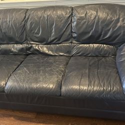 Blue Leather Sofa