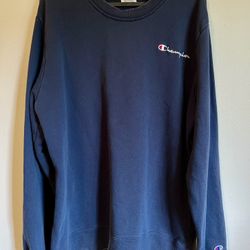 Vintage Champion L Crewneck Sweatshirt Simple Blank Navy Blue Men’s Large