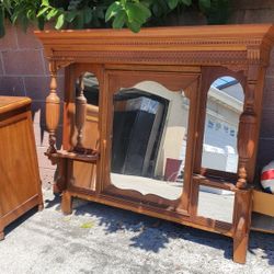 Antique Etagere Stand Cabinet Hutch Mirror