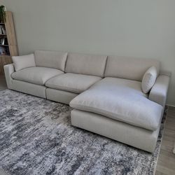 NEW Beige Linen Cloud Couch Sectional (NEW) 
