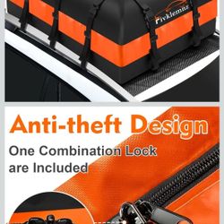 FIVKLEMNZ 21 Cubic Car Rooftop Cargo Carrier Roof Bag Waterproof for All Top of Vehicle with/Without Rack Includes Topper Anti-Slip Mat + Reinforced S