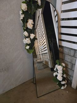 Full Length Arch Floor Mirror Black Frame