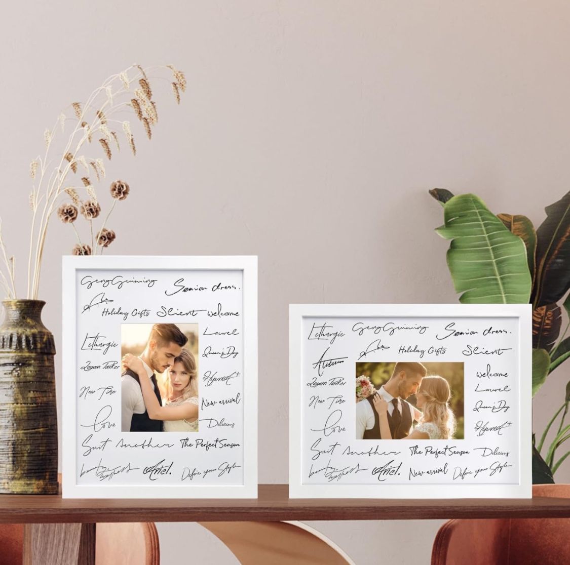 Egofine 11x14 photo frame made of solid wood 4 pieces with white plexiglass cover - suitable for tabletop and wall mounting 8x10 or 5x7 White