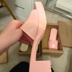 Steve Madden  Harlin heeled jelly sandals size 9 women’s pink and beige