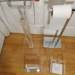 Assorted Toilet Paper Holders Lucite &Chorm 