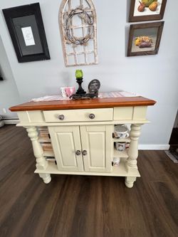 Farmhouse Kitchen Island / Kitchen Cart with wood Top