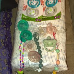 New Baby Bundle Size 1 Diapers And Binkies