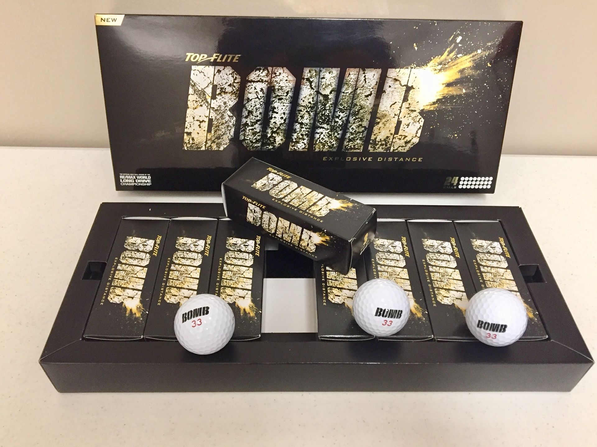 Top Flite “Bomb” golf balls.