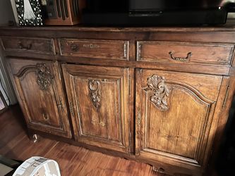 Wooden Sideboard/ Credenza With Brass Hardware 