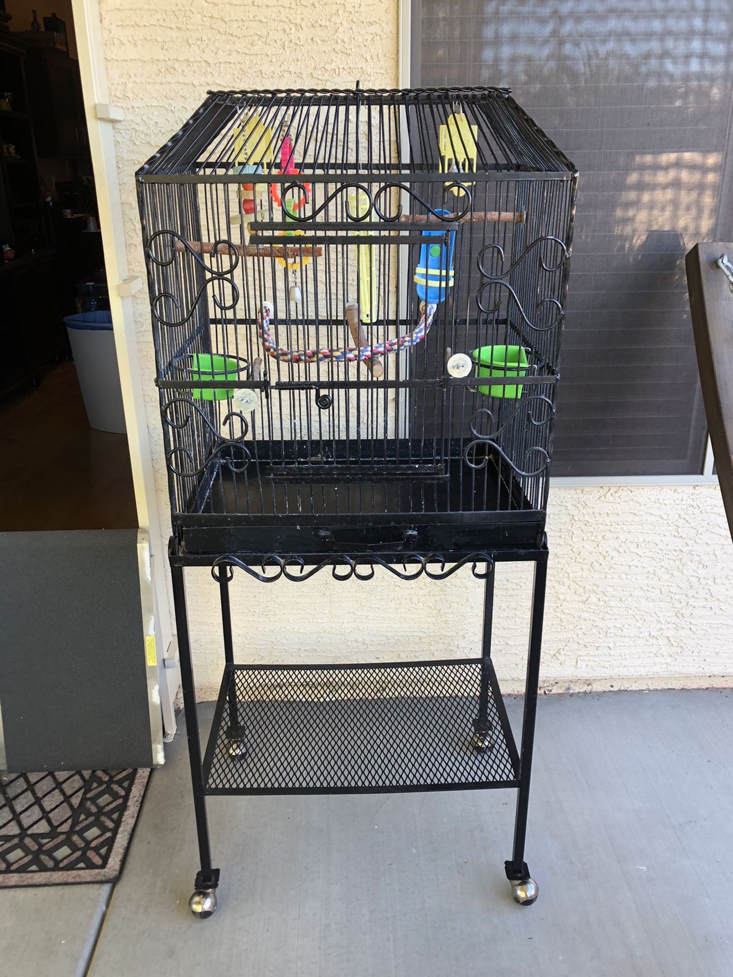 Bird Cage On Wheels With Toys Included!!Excellent Shape!!$100 OBO!!