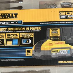 DEWALT 20V MAX XR POWERSTACK Lithium-lon Battery Starter Kit with 5.0Ah Battery and Charger