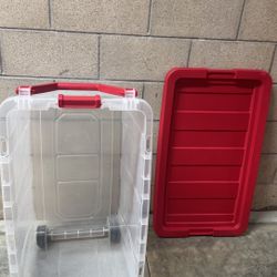 Sterilite 160 Qt. Wheeled Storage Box Red 
