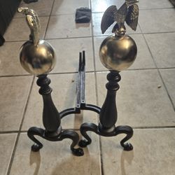 Pair of Old Cannon Ball Brass Andiron