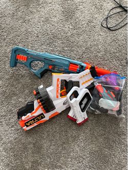 nerf guns & a laser gun set