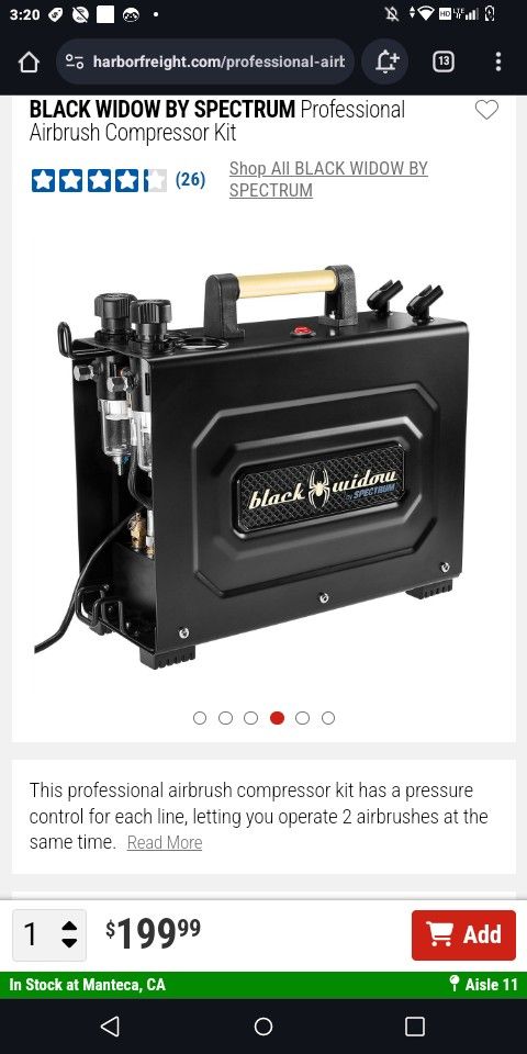 Black Widow Professional Airbrush Compressor Kit