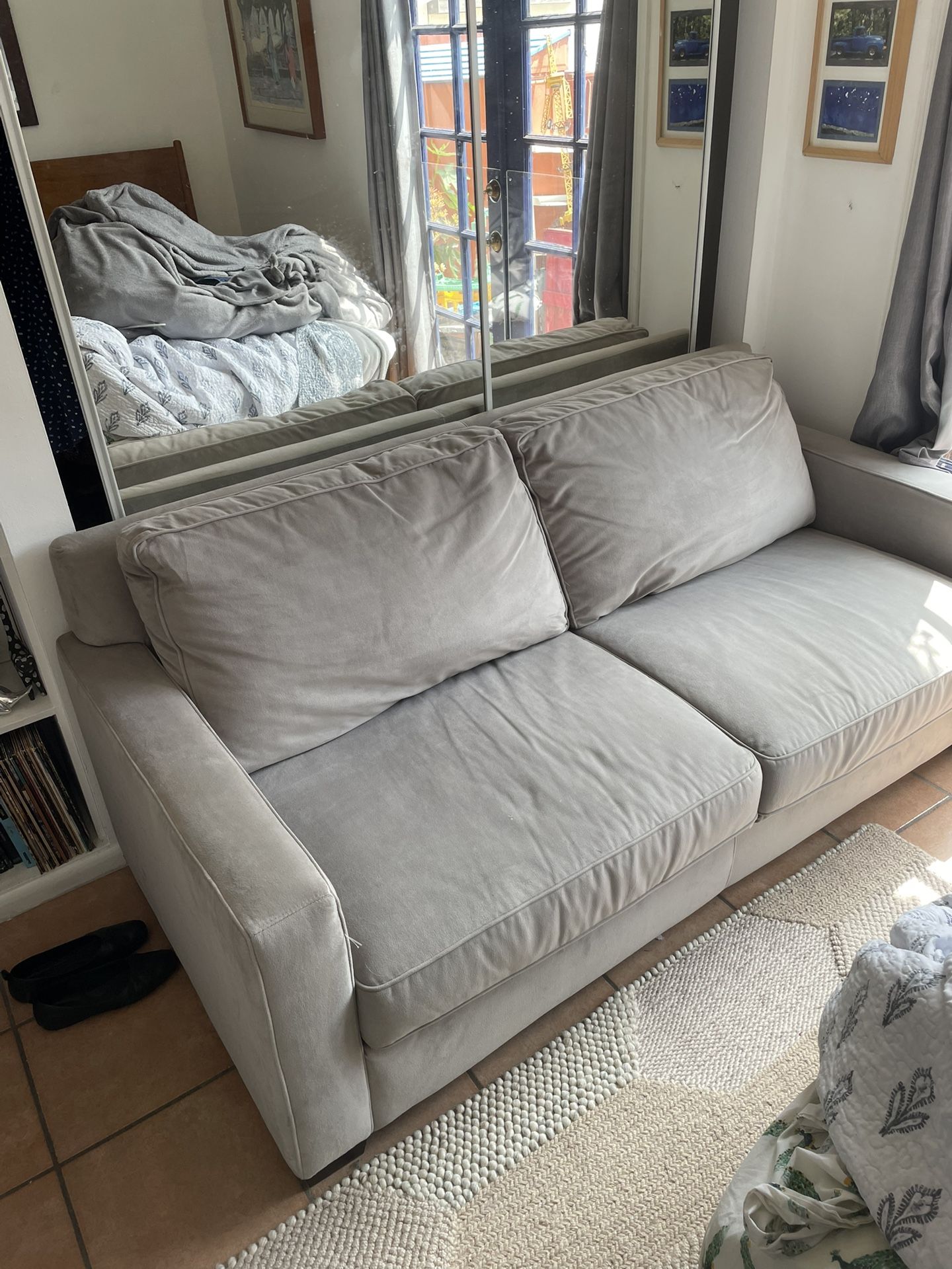 Sofa Convertible Lightly Used Medium Grey Folds Out Queen
