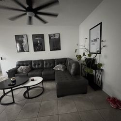 Gray Leather Sectional