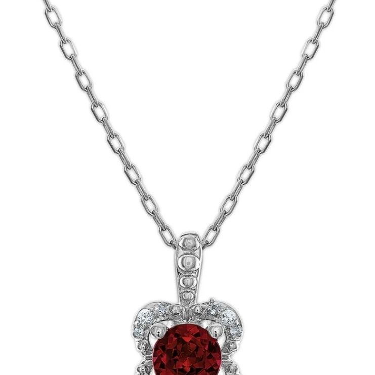 January Birthstone Garnet And White Sapphire Necklace 