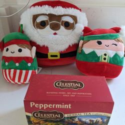 3 Christmas Squishmallows Holiday Gift Stuffy Plushie Santa Claus Elf
